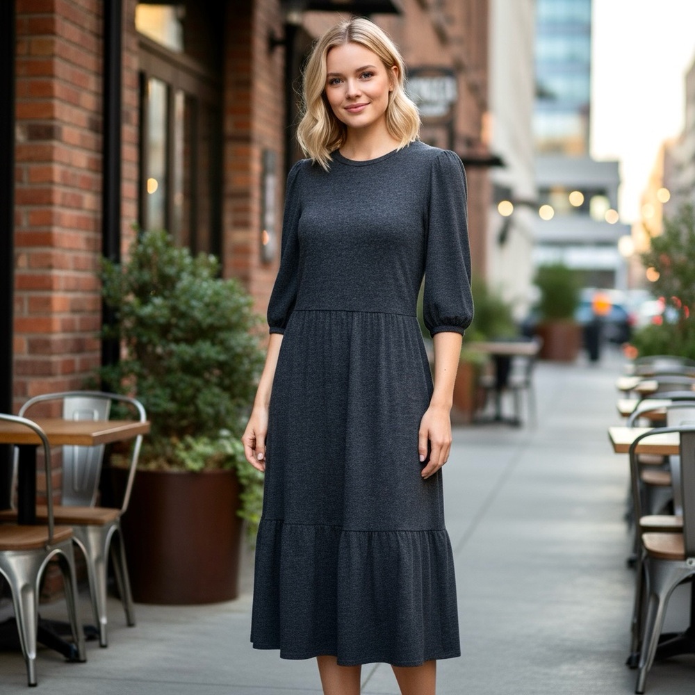 TAHARI | Tiered Maxi Dress Size Small Gray Color NWOT